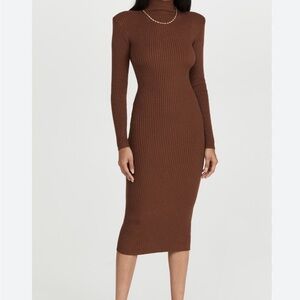 Astr Chocolate Long Sleeve Ribbed Dress